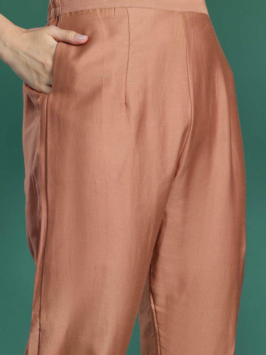 Indo Era Ethnic Motifs Printed Thread Work Chanderi Silk Kurta With Trousers & Dupatta