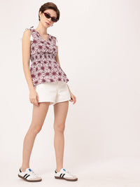 DressBerry Psychedelic Dye Tied Accents Peplum Top