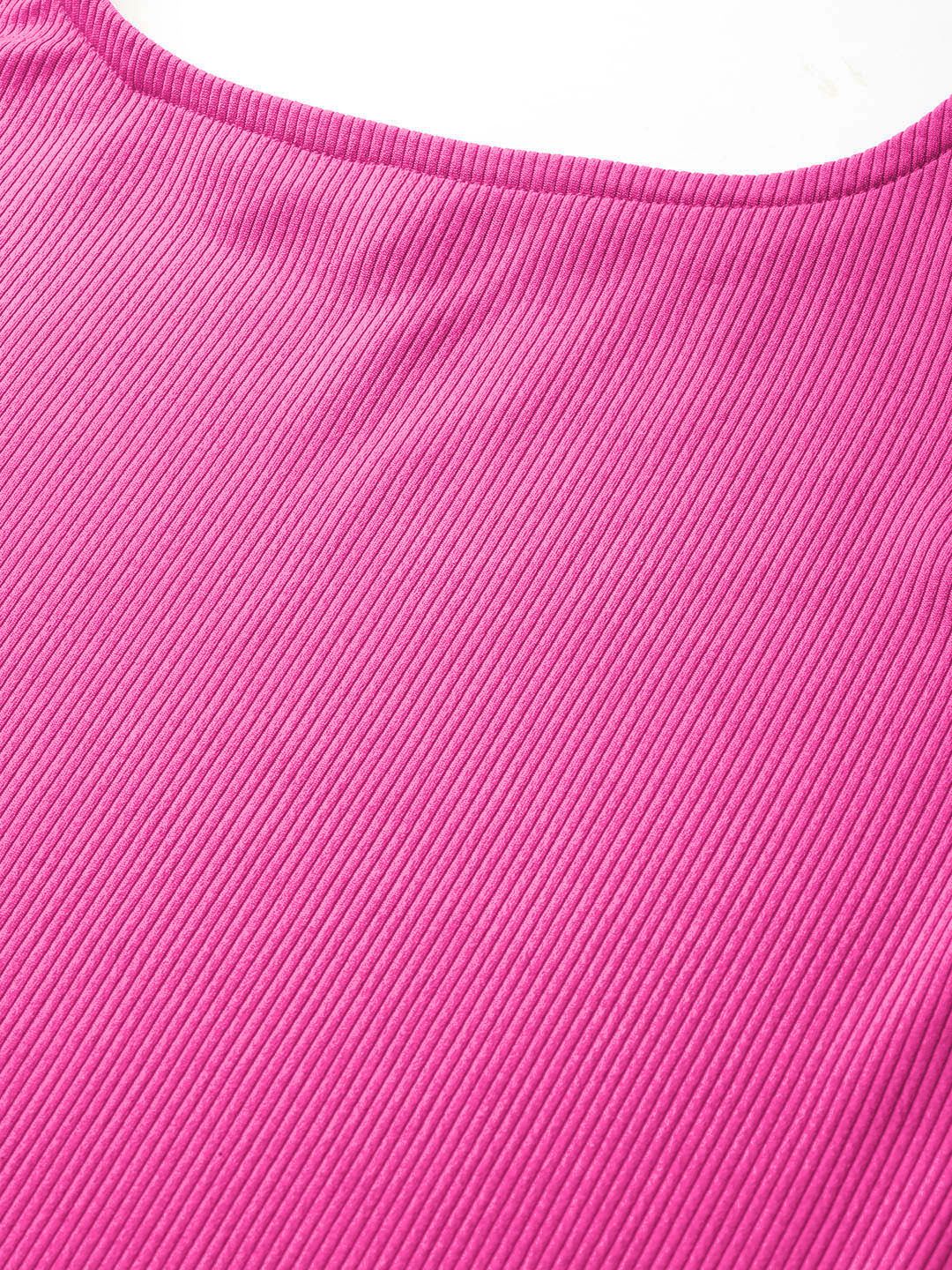 DressBerry Ribbed Detail Puff Sleeves Bodycon Mini Dress