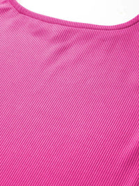 DressBerry Ribbed Detail Puff Sleeves Bodycon Mini Dress