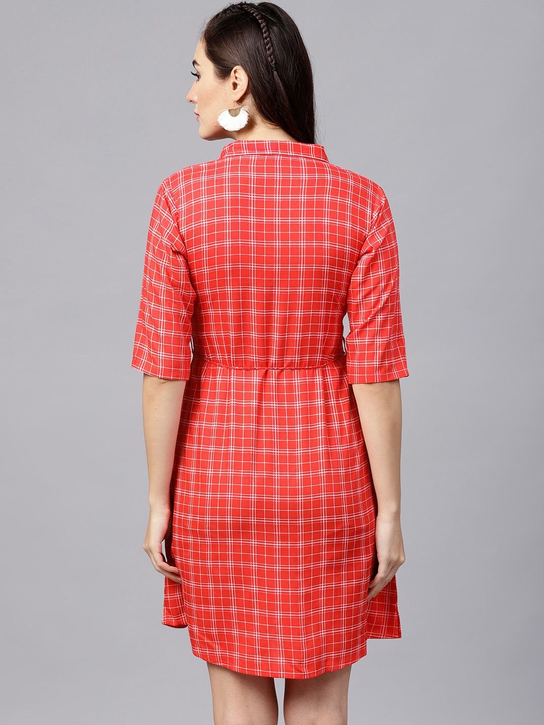 Gerua By Libas Women Red  White Checked A-Line Dress