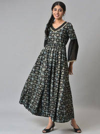 AURELIA Black Floral Printed Liva Maxi Dress