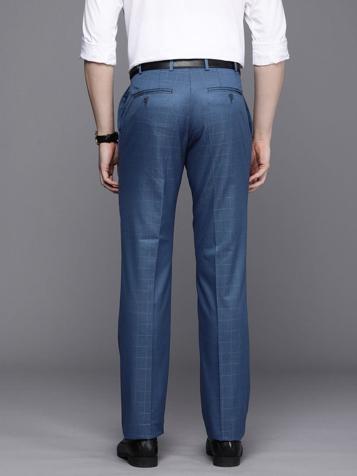 Raymond Men Mid-Rise Contemporary Fit Checked Trousers