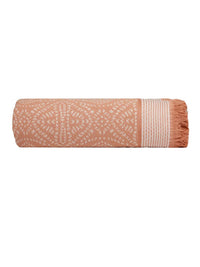MYTRIDENT Orange-Coloured & White Ethnic Motifs Printed Cotton 500 GSM Bath Towel