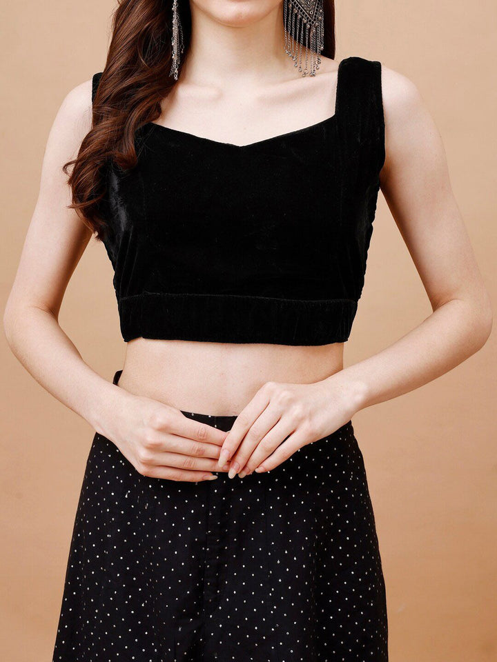 Tikhi Imli Velvet Sleeveless Saree Blouse