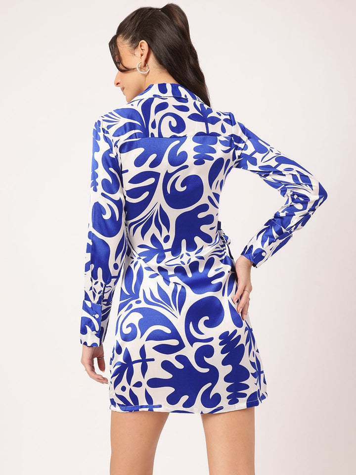 DressBerry Satin-Swagger Floral Printed Wrap Mini Dress