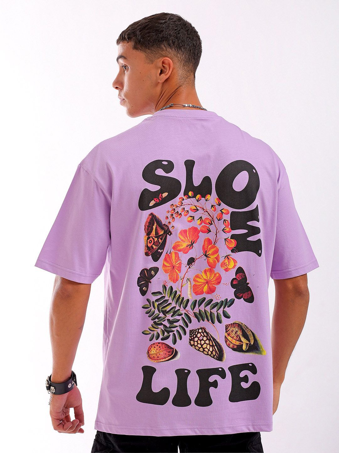 The Indian Garage Co Men Back Printed Round Neck Boxy Oversized T-shirt