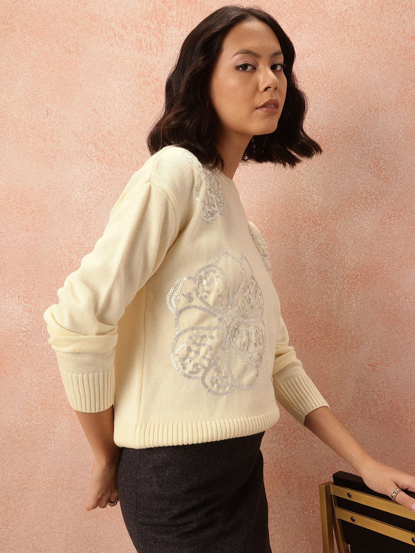 Semua Mengenai Anda Pullover Akrilik dengan Perincian Sequined