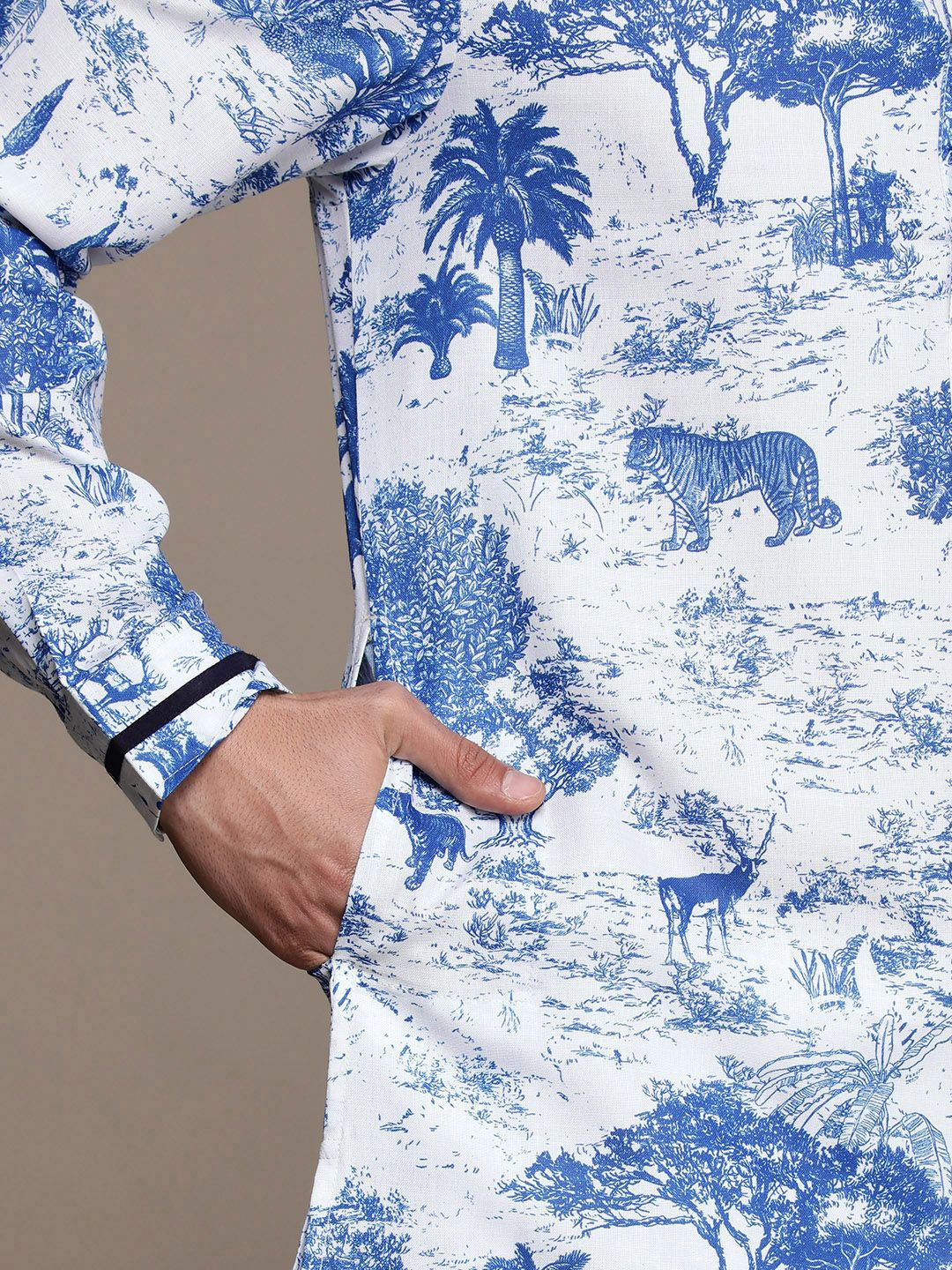 House of Pataudi Shirt Collar Tribal Printed Jashn Kurta