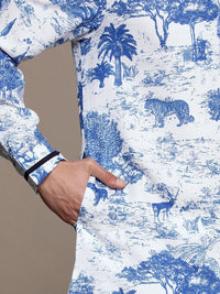 House of Pataudi Shirt Collar Tribal Printed Jashn Kurta