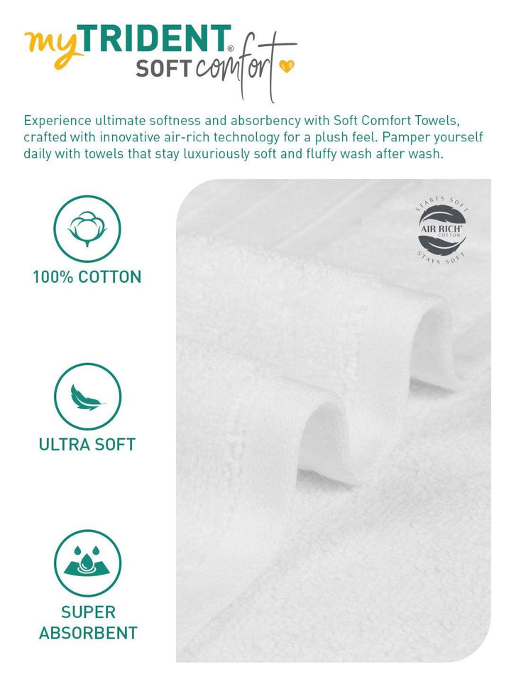 MYTRIDENT Soft Comfort White 3 Pieces Pure Cotton 500 GSM Towel Set