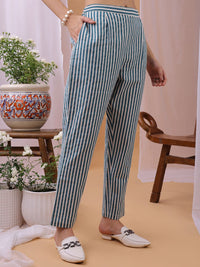 Saanjh Floral Printed Pure Cotton Tunic & Trousers Co-Ord Set