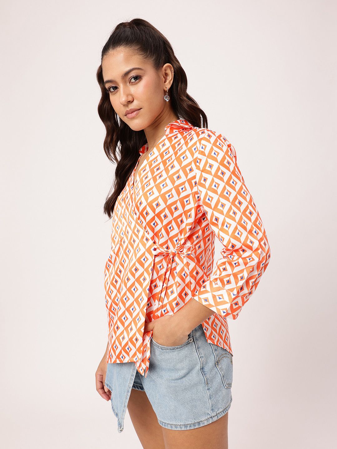 DressBerry Triangle of Awesomeness Shirt Style Wrap Top