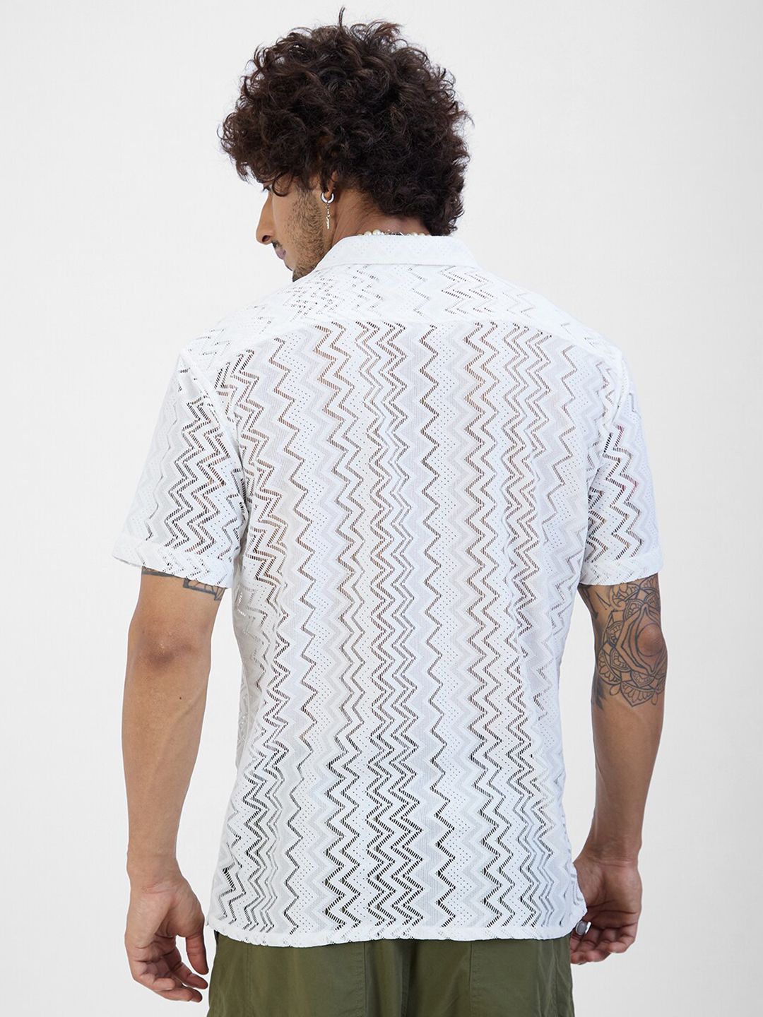 VASTRADO Self Design Short Sleeves Oversized Casual Shirt