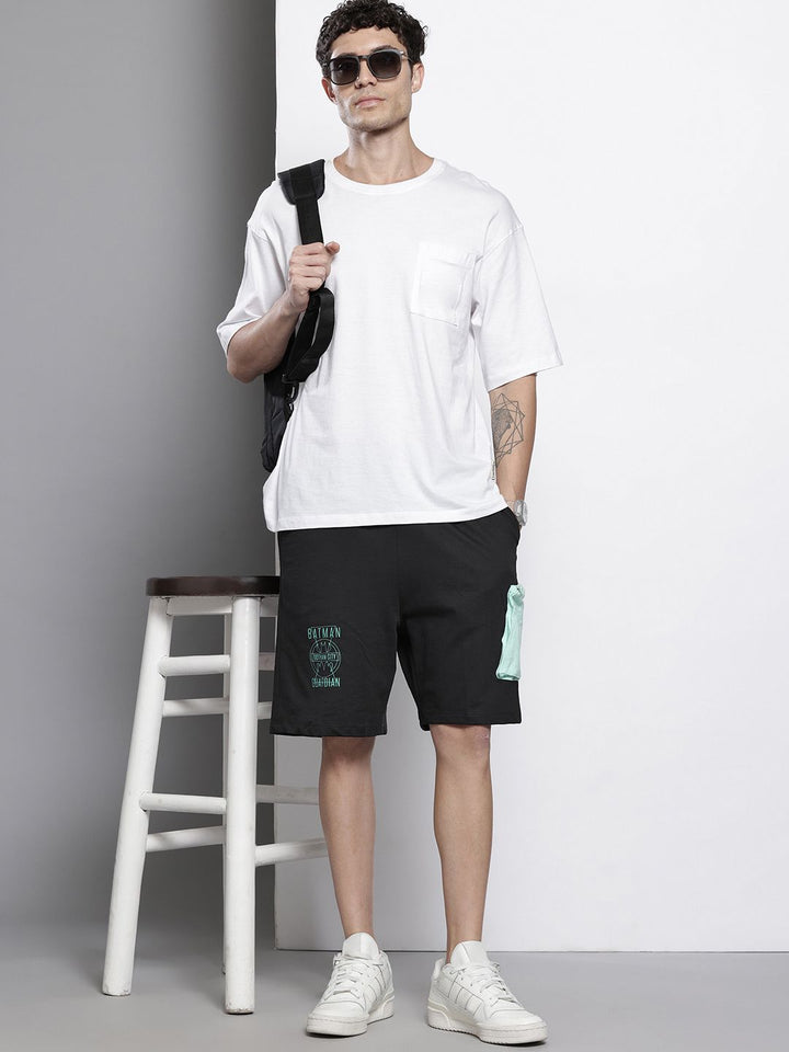 The Indian Garage Co Men Batman Printed Loose Fit Cargo Shorts