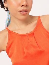 DressBerry Retro Shine Pleated Satin Strappy Top