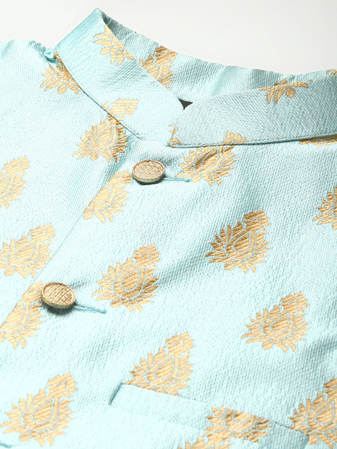 SOJANYA Kurta Motif Etnik Teal Lelaki dengan Churidar