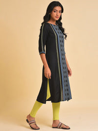 W Black Woven Design Kurta