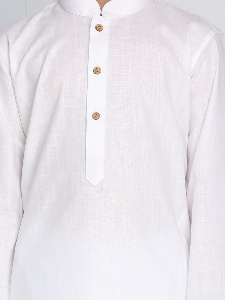 VASTRAMAY Boys White Solid Kurta with Pyjamas
