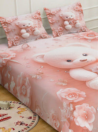 Myntra Elegant Pink Cartoon Printed 400 TC King 7D Cadar & 2 Sarung Bantal 250X225 cm