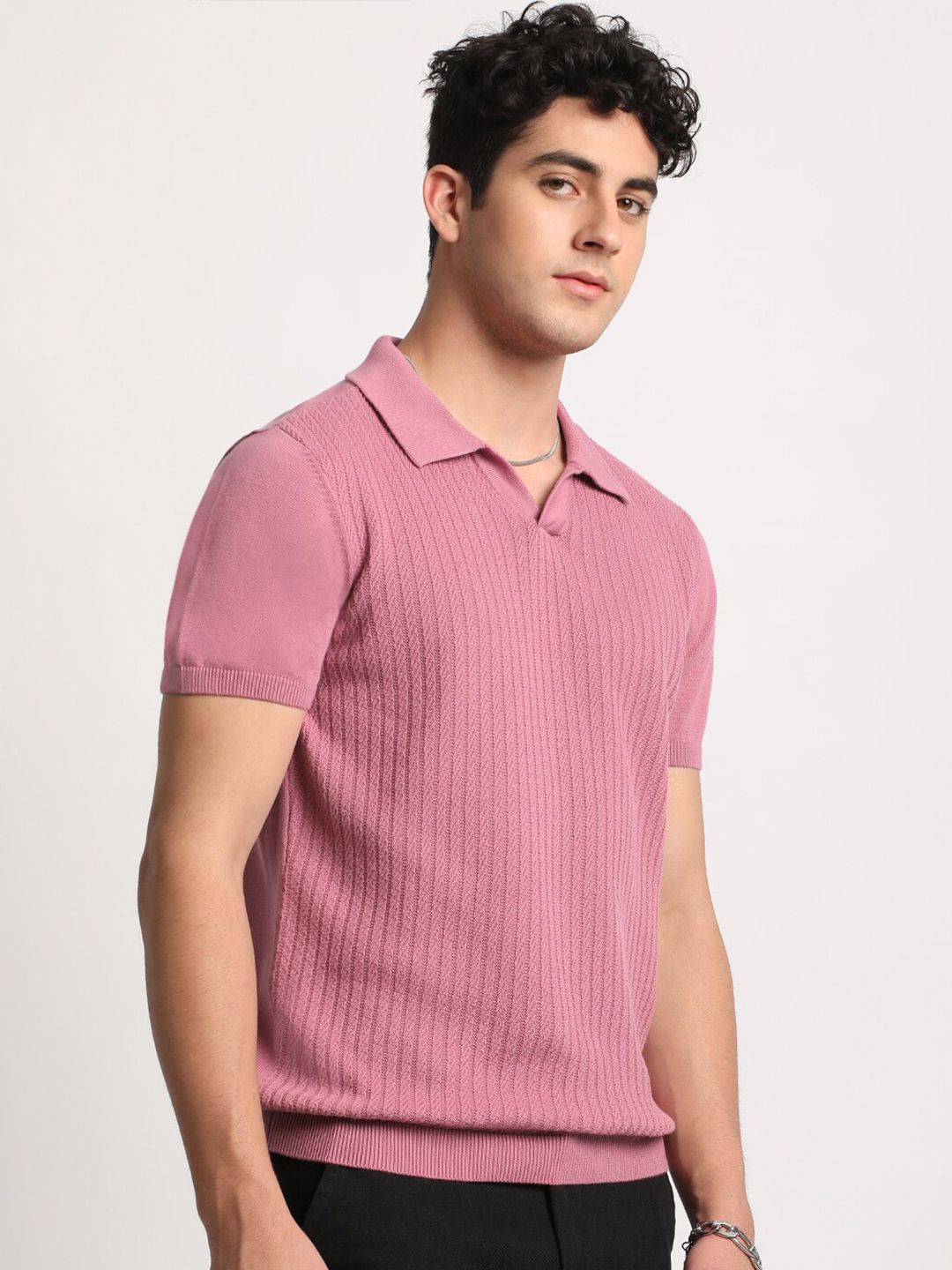 THE BEAR HOUSE Men Striped Regular Fit Pure Cotton Polo Collar T-Shirt