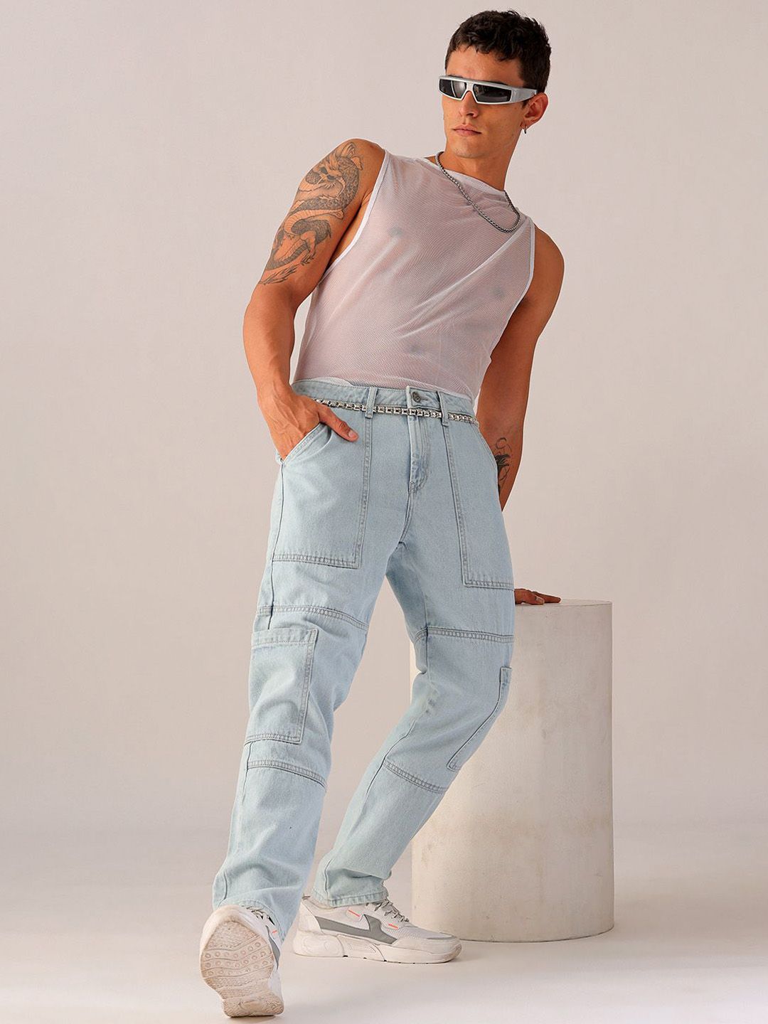 The Indian Garage Co. Men Mid Rise Heavy Fade Clean Look Jeans