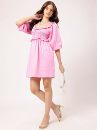 DressBerry Girlboss Glam Smocked A-Line Mini Dress