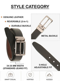 Teakwood Leathers Men Textured Leather Reversible Formal Belt