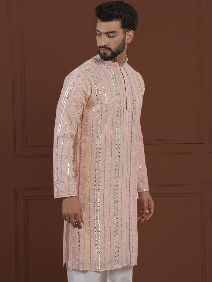 SOJANYA LUXE Kurta Georgette Tulen Berhias Berjalur
