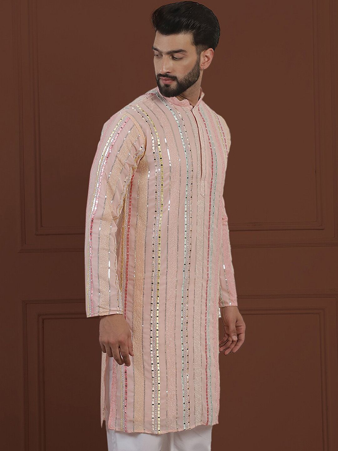 SOJANYA LUXE Kurta Georgette Tulen Berhias Berjalur