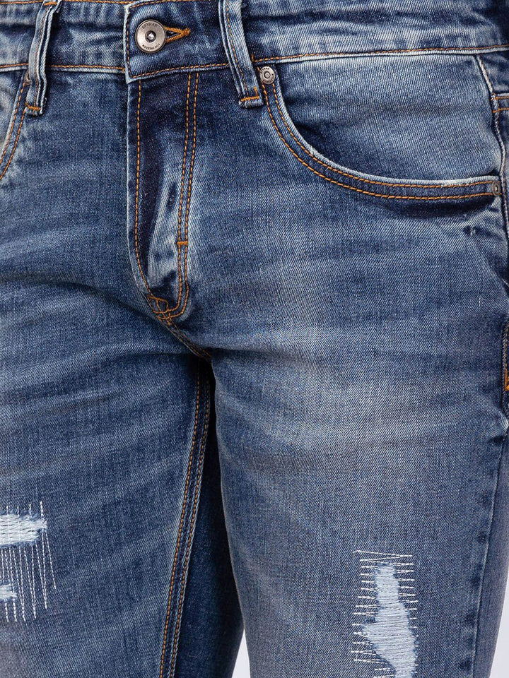 SPYKAR Men Skinny Fit Low-Rise Mildly Distressed Heavy Fade Stretchable Cotton Jeans