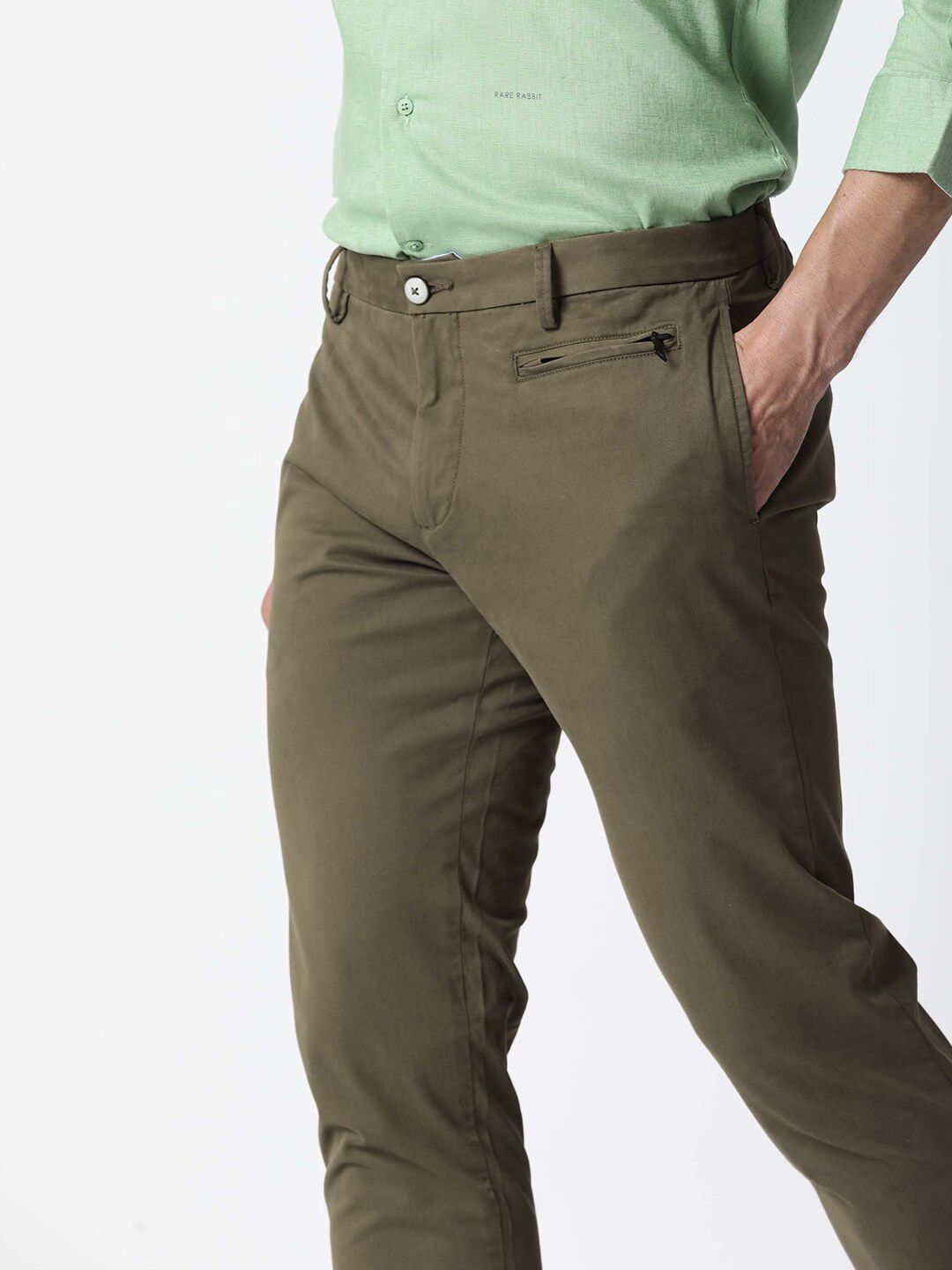 RARE RABBIT Men Cloveys Slim Fit Mid-Rise Cotton Trouser