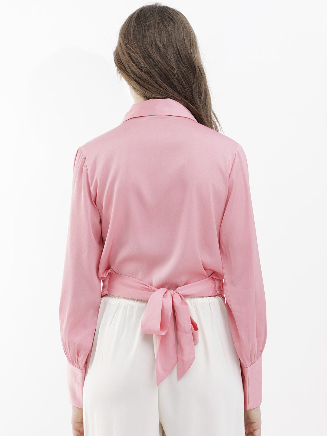 RAREISM Shirt Collar Cuffed Sleeves Wrap Top
