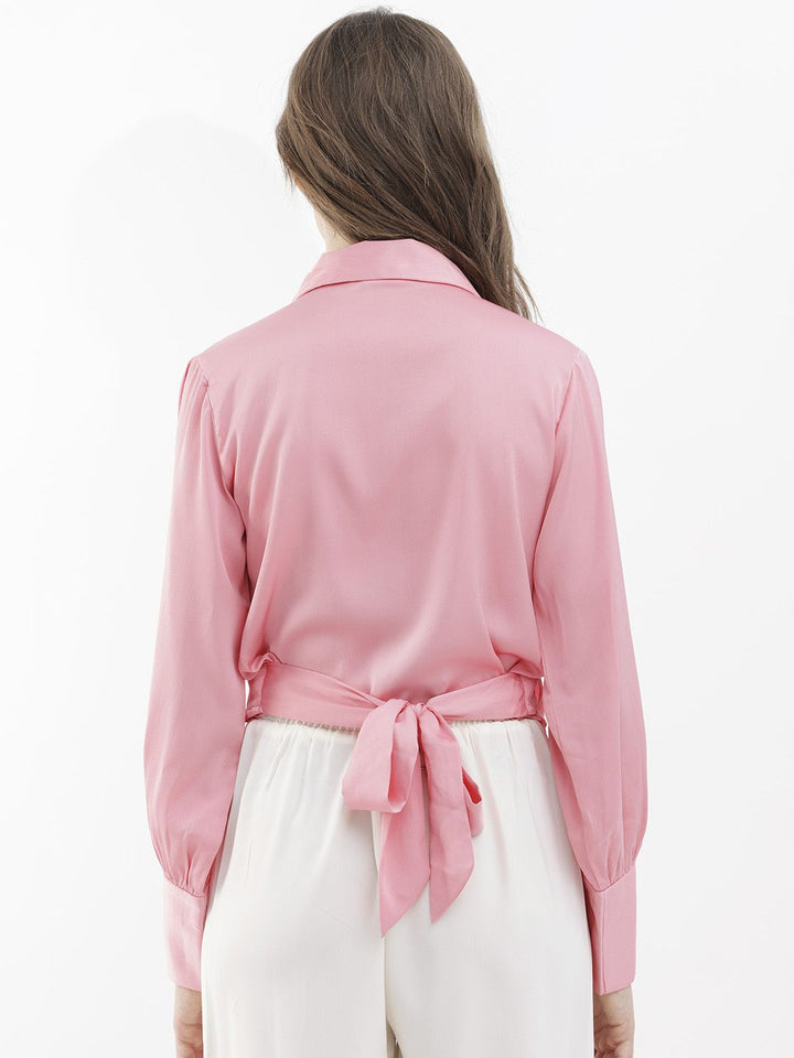 RAREISM Shirt Collar Cuffed Sleeves Wrap Top
