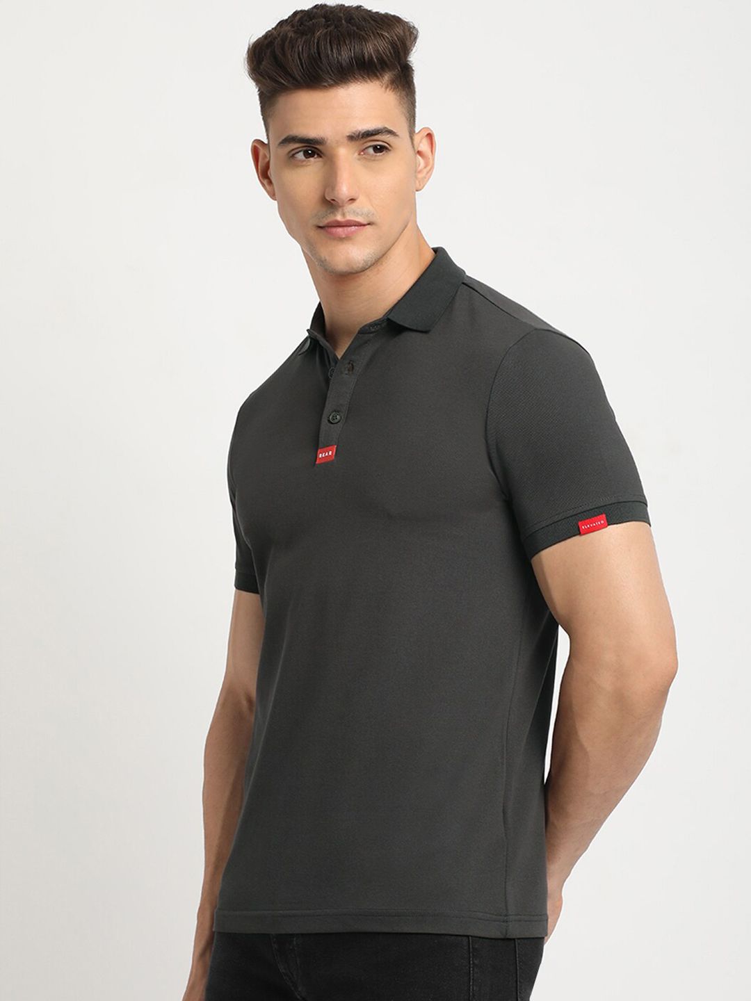 THE BEAR HOUSE Polo Collar Short Sleeves Slim Fit T-shirt