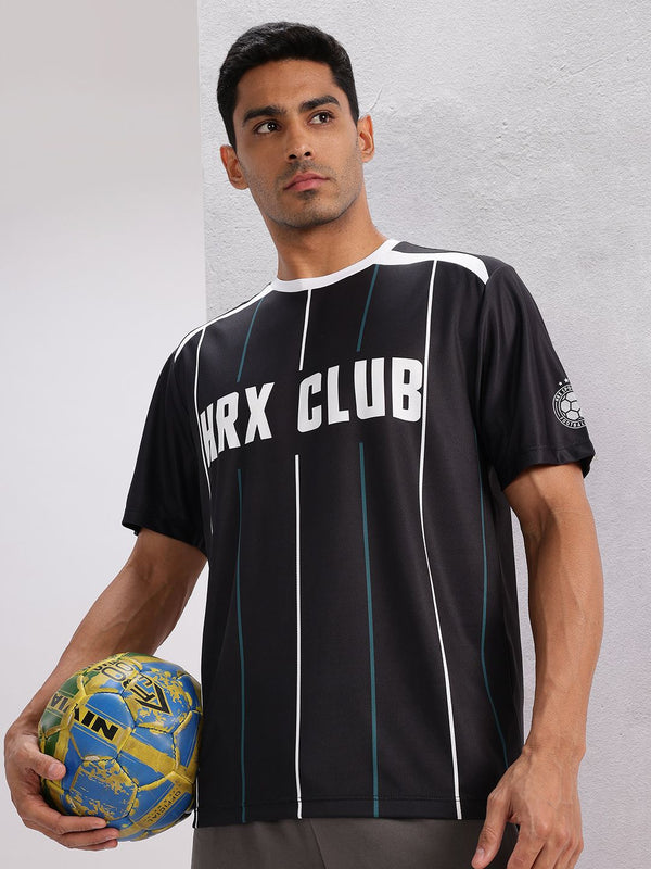 HRX by Hrithik Roshan Monochrome Printed Football Jersey