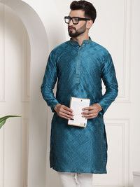 SOJANYA Lelaki Kurta Sutera Jacquard Biru