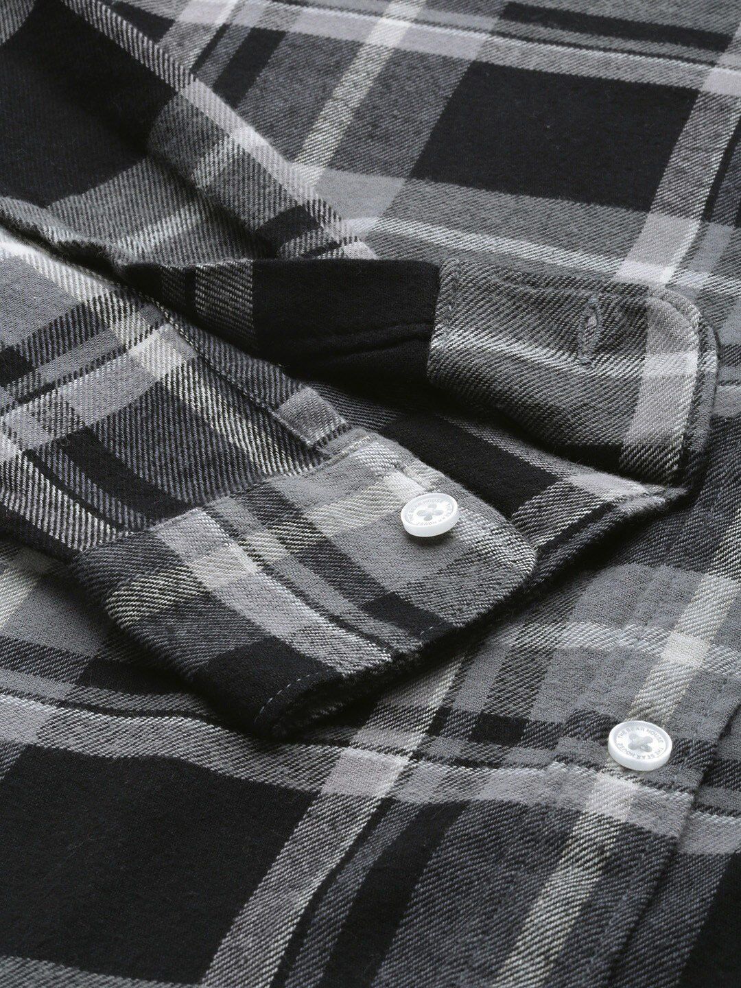 THE BEAR HOUSE Men Grey Slim Fit Tartan Checks Checked Casual Shirt