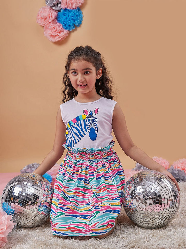 pspeaches Girls Conversational Print Sleeveless  Fit & Flare Dress