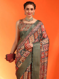 Saree mall Zari Ethnic Printed Sungudi Sarees