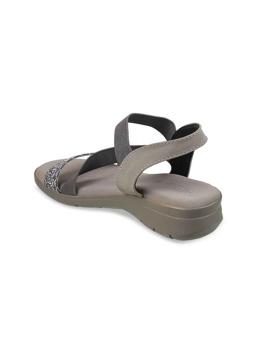 Metro Women Grey Open Toe Flats