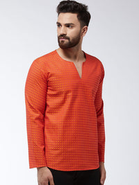 SOJANYA Lelaki Rust Woven Design Kurta Lurus