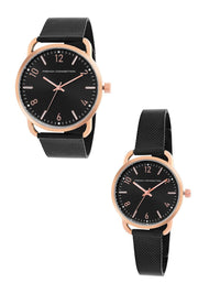 French Connection Black Analog Round Dial Amiti Couple Watch