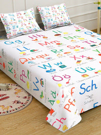 Myntra Elegant Homes White Conversational 300 TC King Bedsheet with 2 Pillow Covers