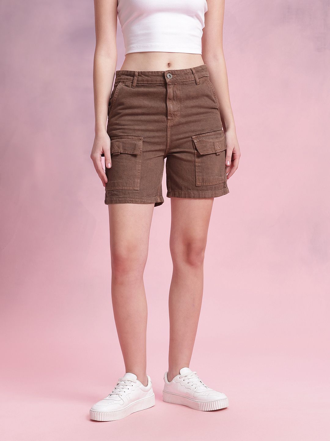 DressBerry Women Mid Rise Cargo Shorts
