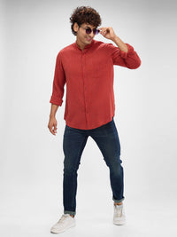 SPYKAR Men Striped Band Collar Slim Fit Casual Shirt