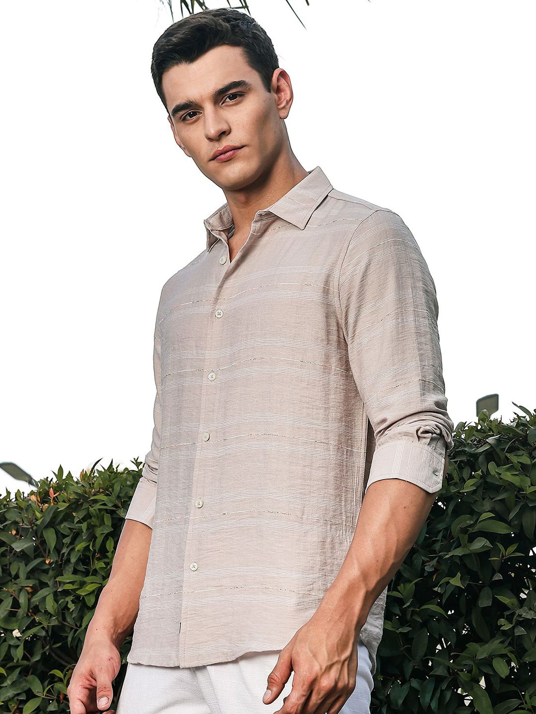 Thomas Scott Men Premium Slim Fit Striped Casual Shirt