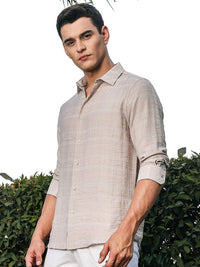 Thomas Scott Men Premium Slim Fit Striped Casual Shirt