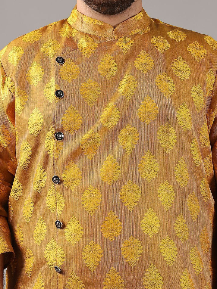 SOJANYA PLUS Plus Size Men Ethnic Motifs Woven Design Straight Kurta With Pyjamas
