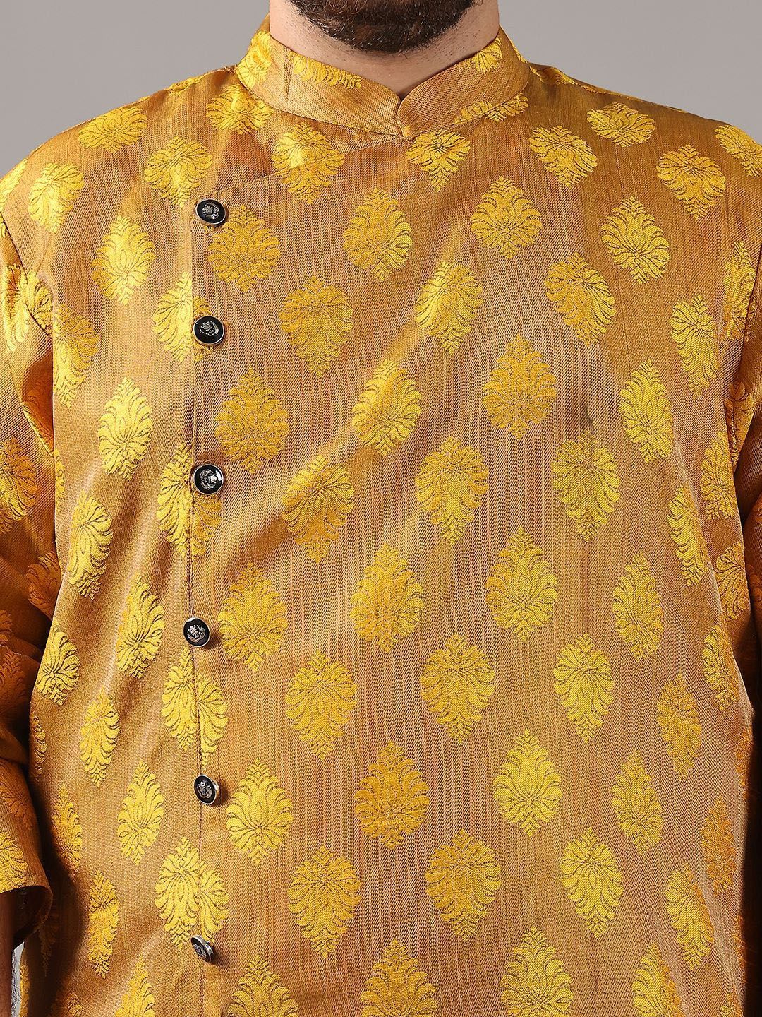 SOJANYA PLUS Plus Size Men Ethnic Motifs Woven Design Straight Kurta With Pyjamas